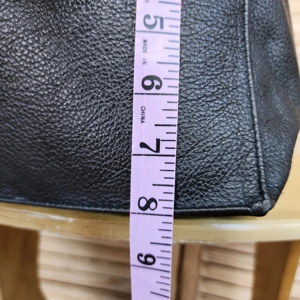 100% Leather Black Small Tote Bag Minimalist Professional Handbag Purse Casual